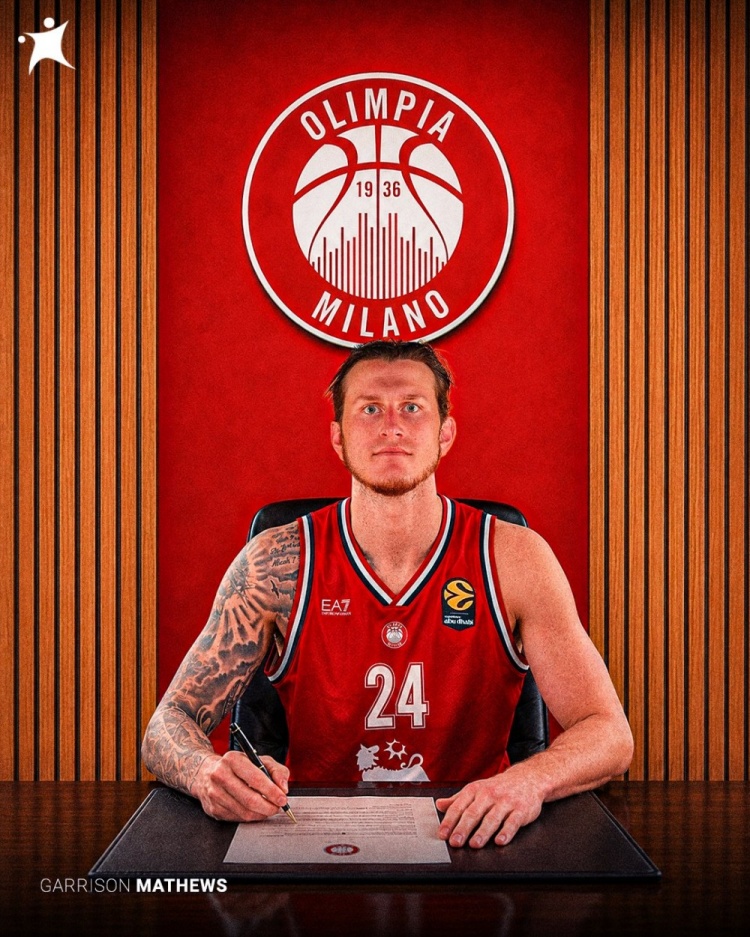 前NBA球员加里森·马修斯1+1合同加盟米兰奥林匹亚